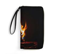 RKJVB Portefeuille long multi-poches en cuir avec flammes rouges brûlantes pour femme, portefeuille ultra fin avec poche à fermeture éclair pour le shopping, le travail, 19,7 x 10,5 cm, moderne, Style