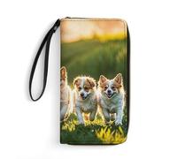 RKJVB Portefeuille long multi-poches en cuir pour femme avec motif Happy Little Dog - Portefeuille ultra fin avec poche zippée pour le magasinage et le travail - Style moderne - 19,7 x 10,5 cm, Style