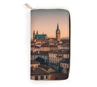 RKJVB Portefeuille long multi-poches en cuir pour femme avec poche zippée pour le shopping et le travail, style « The Old Town at Sunset » - 19,7 x 10,5 cm, Style :, 19.7x10.5cm
