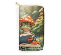 RKJVB Portefeuille long multi-poches en cuir pour femme avec poche zippée pour le shopping, le travail, style « The Frog Family Is Reading » - 19,7 x 10,5 cm, Style :, 19.7x10.5cm
