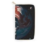 RKJVB Portefeuille long multi-poches en cuir pour femme Motif astronaute solitaire ultra fin avec poche zippée pour magasinage travail Style 19,7 x 10,5 cm, Style :, 19.7x10.5cm