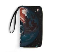 RKJVB Portefeuille long multi-poches en cuir pour femme - Motif astronaute solitaire - Ultra fin - Avec poche zippée - Pour le shopping et le travail - Style moderne - 19,7 x 10,5 cm, Style :,
