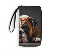 RKJVB Portefeuille long multi-poches en cuir pour femme - Motif bouledogue triste - Portefeuille ultra fin avec poche zippée pour le shopping et le travail - Style moderne - 19,7 x 10,5 cm, Style :,