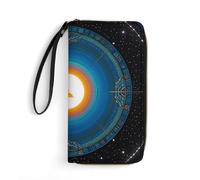 RKJVB Portefeuille long multi-poches en cuir pour femme - Motif point d'équilibre de la culture cosmique - Portefeuille ultra fin avec poche zippée pour le shopping et le travail - Style moderne -