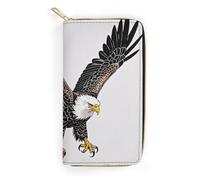 RKJVB Portefeuille long multi-poches pour femme avec motif d'aigle à tête blanche - Portefeuille ultra fin en cuir avec poche zippée pour le shopping et le travail - Style : 19,7 x 10,5 cm, Style :,