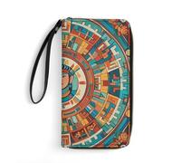 RKJVB Portefeuille long multi-poches pour femme avec motifs de figurines de la civilisation ancienne - Portefeuille ultra fin en cuir avec poche zippée pour le shopping et le travail - Style moderne -