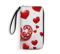 RKJVB Portefeuille long multi-poches pour femme en cuir rouge Love Little Dragon pour femme, portefeuille ultra fin avec poche à fermeture éclair pour le shopping, le travail, 19,7 x 10,5 cm, moderne,