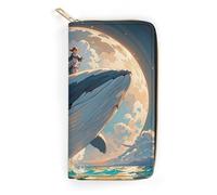 RKJVB Portefeuille long multi-poches pour femme - Illustration d'une baleine - Portefeuille en cuir ultra fin avec poche zippée pour le shopping et le travail - 19,7 x 10,5 cm, Style :, 19.7x10.5cm