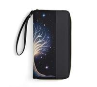 RKJVB Portefeuille long multi-poches pour femme - Motif arbre de la vie psychique - Portefeuille en cuir ultra fin avec poche zippée pour le shopping et le travail - Style moderne - 19,7 x 10,5 cm,