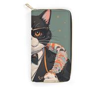 RKJVB Portefeuille long multi-poches pour femme - Portefeuille en cuir ultra fin avec poche zippée pour le shopping et le travail - Style gangster Boss - 19,7 x 10,5 cm, Style :, 19.7x10.5cm