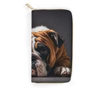 RKJVB Portefeuille long multi-poches pour femme - Portefeuille long en cuir avec motif bouledogue triste - Portefeuille ultra fin avec poche zippée pour le shopping et le travail - Style : 19,7 x 10,5