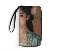 RKJVB Portefeuille long multi-poches pour femme - Portefeuille long en cuir de la dynastie Tang Noble Consort - Portefeuille ultra fin avec poche zippée pour le magasinage et le travail - Style