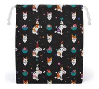 RKJVB Sac de rangement avec cordon de serrage en forme de chat mignon - Sac de rangement anti-poussière en toile respirante réutilisable - Sac en mousseline pour fête, mariage, cadeau de Noël, Style