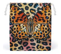 RKJVB Sac de rangement en toile respirante et réutilisable avec cordon de serrage et imprimé papillon léopard pour fête, mariage, cadeau de Noël, Style :, 10.2 x 8.3 inches