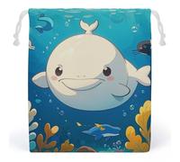 RKJVB Sac de rangement en toile respirante réutilisable avec cordon de serrage et motif baleine blanche pour fête, mariage, cadeau de Noël, Style :, 10.2 x 8.3 inches