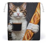 RKJVB Sac de rangement en toile respirante réutilisable avec cordon de serrage pour pain, café, chat, sac de rangement pour fête, mariage, cadeau de Noël, Style :, 10.2 x 8.3 inches
