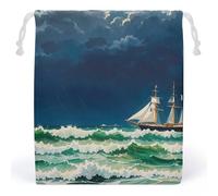 RKJVB Stormy Waves Sac de rangement vintage en toile respirante avec cordon de serrage et cordon de serrage pour fête, mariage, cadeau de Noël, Style :, 10.2 x 8.3 inches