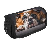 RKJVB Trousse à crayons « A Sad Bulldog » - Grande capacité - Double fermeture éclair - 2 compartiments - Portable - Multifonctionnel - Organiseur de bureau, Style :, Taille unique