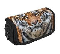 RKJVB Trousse à crayons avec motif tigre féroce de grande capacité, double fermeture éclair, sac de rangement 2 compartiments, sac multifonction portable, organiseur de bureau, Style :, Taille unique