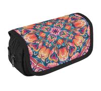 RKJVB Trousse à crayons colorée avec motif symétrique - Grande capacité - Double fermeture éclair - 2 compartiments - Portable - Multifonctionnel - Organiseur de bureau, Style :, Taille unique