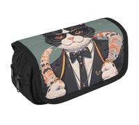 RKJVB Trousse à crayons Cool Rich Gangster Boss Cat - Grande capacité - Double fermeture éclair - 2 compartiments - Portable - Multifonctionnel - Organiseur de bureau, Style :, Taille unique