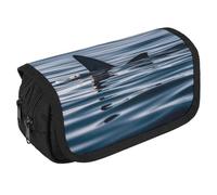 RKJVB Trousse à crayons en forme d'aileron de requin - Grande capacité - Double fermeture éclair - 2 compartiments - Portable - Multifonctionnel - Organiseur de bureau, Style :, Taille unique
