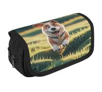 RKJVB Trousse à crayons en forme de chien Maji - Grande capacité - Double fermeture éclair - 2 compartiments - Portable - Multifonctionnel - Organiseur de bureau, Style :, Taille unique