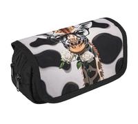 RKJVB Trousse à crayons Giraffe The Rose - Grande capacité - Double fermeture éclair - 2 compartiments - Portable - Multifonctionnel - Organiseur de bureau, Style :, Taille unique