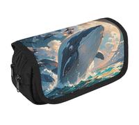 RKJVB Trousse à crayons Illustration d'une baleine - Grande capacité - Double fermeture éclair - Sac de rangement 2 compartiments - Portable - Multifonctionnel - Organiseur de bureau, Style :, Taille