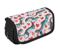 RKJVB Trousse à crayons Love Green Dragon, grande capacité, double fermeture éclair, sac de rangement à 2 compartiments, sac multifonction portable, organiseur de bureau, Style :, Taille unique