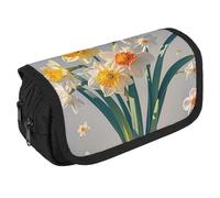 RKJVB Trousse à crayons Narcisse de grande capacité - Double fermeture éclair - 2 compartiments - Portable et multifonction - Organiseur de bureau, Style :, Taille unique