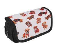 RKJVB Trousse à crayons romantique en forme de chien saucisse, grande capacité, double fermeture éclair, sac de rangement 2 compartiments, sac multifonction portable, organiseur de bureau, Style :,