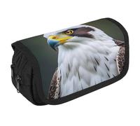 RKJVB Trousse à crayons Spear Falcon, aigle blanc, grande capacité, double fermeture éclair, sac de rangement à 2 compartiments, sac multifonction portable, organiseur de bureau, Style :, Taille