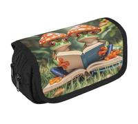 RKJVB Trousse à crayons « The Frog Family Is Reading » - Grande capacité - Double fermeture éclair - 2 compartiments - Portable - Multifonctionnel - Organiseur de bureau, Style :, Taille unique