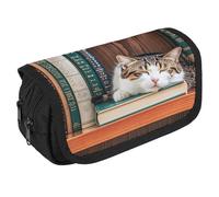 RKJVB Trousse à crayons The Kitten Sleeps - Grande capacité - Double fermeture éclair - 2 compartiments - Portable - Multifonctionnel - Organiseur de bureau, Style :, Taille unique