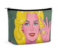 RKJVB Trousse de maquillage blonde pour femme - Trousse de toilette portable et étanche - Grande pochette de maquillage esthétique pour voyage, travail, style, taille unique, Style :, Taille unique