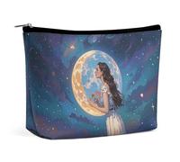 RKJVB Trousse de maquillage de l'amitié sous la lune géante pour femme, trousse de toilette portable, trousse de toilette, sac de rangement, grande pochette de maquillage, trousse de maquillage