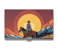 RKJVB West Cowboy - Porte-cartes de visite fin professionnel pour cartes de visite - Organisateur de cartes de visite minimaliste pour homme et femme, West Cowboy - 9,4 x 5,6 x 0,8 cm, West Cowboy,
