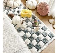 RKK Funny Fuzzy Couch Cover for Dogs, Cream-Coloured Large Plaid Square Pet Mat Bed Couch Cover, Dog Blankets Garden Chic Cotton Protective Sofa Cover for Floor Pet Blanket(Blue,70 * 150cm)