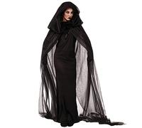 RKK Halloween Cosplay Costume Women Zombie Witch Devil Vampire Horror Spooky Ghost Sexy Black Long Dress Party Cosplay(Witch-A,L)