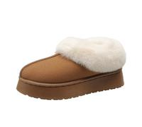 RKK Platform Mini Boots for Women Thicken Plush Warm Faux Fur Lined Ankle Boots Suede Cozy Mule Platform Sneakers Classic Snow Boot Anti-Slip for Outdoor(Brown,41)