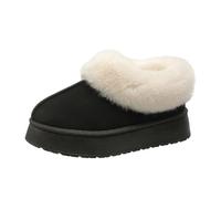 RKK Platform Mini Boots for Women Thicken Plush Warm Faux Fur Lined Ankle Boots Suede Cozy Mule Platform Sneakers Classic Snow Boot Anti-Slip for Outdoor(Black,38)