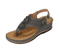 RKK Sandales Orthopédiques For Femmes, Diapositives À Bout Clip, Sandales Compensées À Fleurs, Sandales Orthopédiques Correctrices D'oignons For Diapositives De Plage(Gray,40)