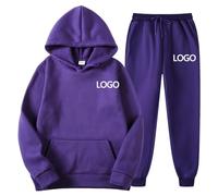 RKK Women's Tracksuits Sets Customized Printed 2 Piece Outfits Hoodie Sweatshirt and Sweatpants Jogger Plain Set Women Activewear Lounge Wear Sets for Women(Purple,S)