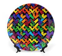 Rkklvbns Assiettes décoratives arc-en-ciel Gay Pride de 17,8 cm en porcelaine anglaise avec support de présentation, assiettes à dessert pour décoration murale de maison et de bureau