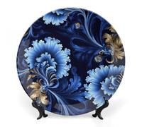 Rkklvbns Assiettes décoratives bleues classiques de 15,2 cm en céramique avec support de présentation, assiettes à dessert pour décoration murale de la maison et du bureau