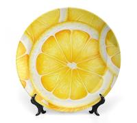 Rkklvbns Assiettes décoratives en porcelaine anglaise à motif de tranche de citron de 15,2 cm avec support de présentation, assiettes à dessert pour décoration murale de maison et de bureau