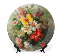 Rkklvbns Assiettes décoratives en porcelaine anglaise de 15,2 cm en forme de bouquet de fleurs avec support de présentation, assiettes à dessert pour la décoration murale de la maison et du bureau