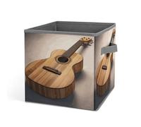 Rkklvbns Bacs de rangement en bois pour guitare, panier de rangement pliable avec poignées, grand panier de rangement pour vêtements, vêtements, livres, couvertures, jouets