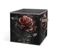 Rkklvbns Bacs de rangement plats en forme de rose, panier de rangement pliable avec poignées, grand panier de rangement en tissu pour vêtements, livres, couvertures, jouets